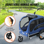 VEVOR Suņu velosipēdu piekabe, līdz 45 kg, 2-in-1 mājdzīvnieku rati, viegli salokāms rāmis ar ātri noņemamiem riteņiem, universāls velosipēdu piestiprinātājs, atstarojošie elementi, karogs, zila/melna