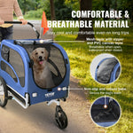 VEVOR Suņu velosipēdu piekabe, līdz 45 kg, 2-in-1 mājdzīvnieku rati, viegli salokāms rāmis ar ātri noņemamiem riteņiem, universāls velosipēdu piestiprinātājs, atstarojošie elementi, karogs, zila/melna