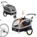VEVOR suņu velosipēdu piekabe, līdz 40 kg, 2-in-1 skriešanas rati, salokāms rāmis ar ātri noņemamiem riteņiem, universāls velosipēda piestiprinātājs, atstarojošie elementi, karogs, melns/pelēks