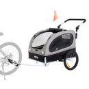 VEVOR suņu velosipēdu piekabe, līdz 40 kg, 2-in-1 skriešanas rati, salokāms rāmis ar ātri noņemamiem riteņiem, universāls velosipēda piestiprinātājs, atstarojošie elementi, karogs, melns/pelēks