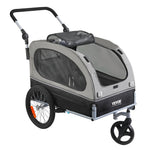 VEVOR suņu velosipēdu piekabe, līdz 40 kg, 2-in-1 skriešanas rati, salokāms rāmis ar ātri noņemamiem riteņiem, universāls velosipēda piestiprinātājs, atstarojošie elementi, karogs, melns/pelēks