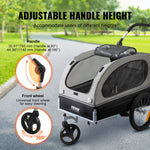 VEVOR suņu velosipēdu piekabe, līdz 40 kg, 2-in-1 skriešanas rati, salokāms rāmis ar ātri noņemamiem riteņiem, universāls velosipēda piestiprinātājs, atstarojošie elementi, karogs, melns/pelēks