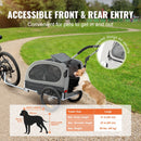 VEVOR suņu velosipēdu piekabe, līdz 40 kg, 2-in-1 skriešanas rati, salokāms rāmis ar ātri noņemamiem riteņiem, universāls velosipēda piestiprinātājs, atstarojošie elementi, karogs, melns/pelēks