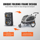 VEVOR suņu velosipēdu piekabe, līdz 40 kg, 2-in-1 skriešanas rati, salokāms rāmis ar ātri noņemamiem riteņiem, universāls velosipēda piestiprinātājs, atstarojošie elementi, karogs, melns/pelēks