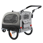 VEVOR suņu velosipēdu piekabe, līdz 40 kg, 2-in-1 skriešanas rati, salokāms rāmis ar ātri noņemamiem riteņiem, universāls velosipēda piestiprinātājs, atstarojošie elementi, karogs, melns/pelēks