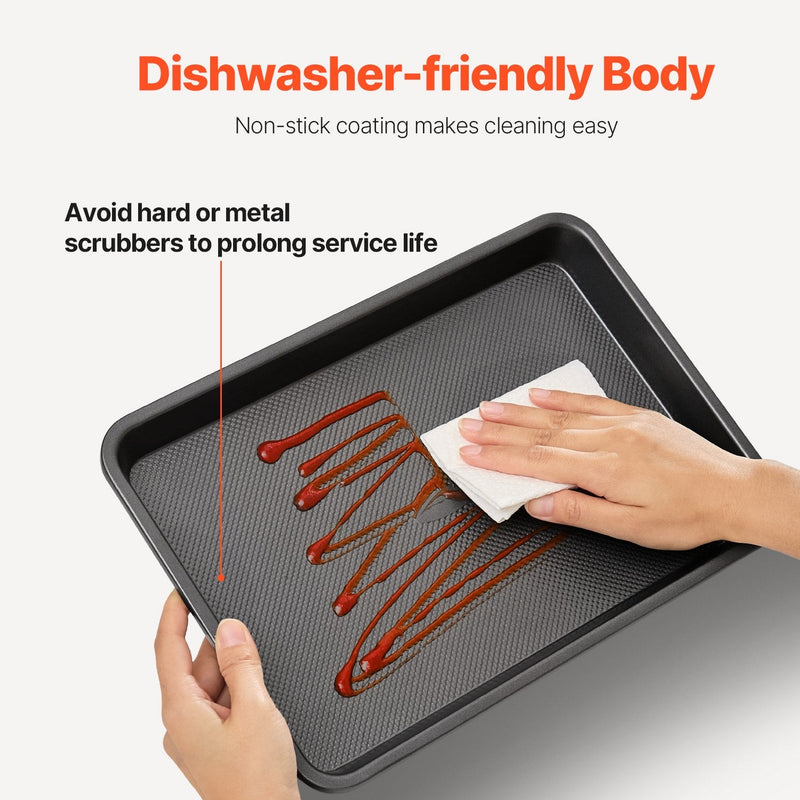 VEVOR 3-daļīgs pretpiedeguma oglekļa tērauda cepšanas pannu komplekts ar silikona rokturiem