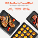 VEVOR 3-daļīgs pretpiedeguma oglekļa tērauda cepšanas pannu komplekts ar silikona rokturiem