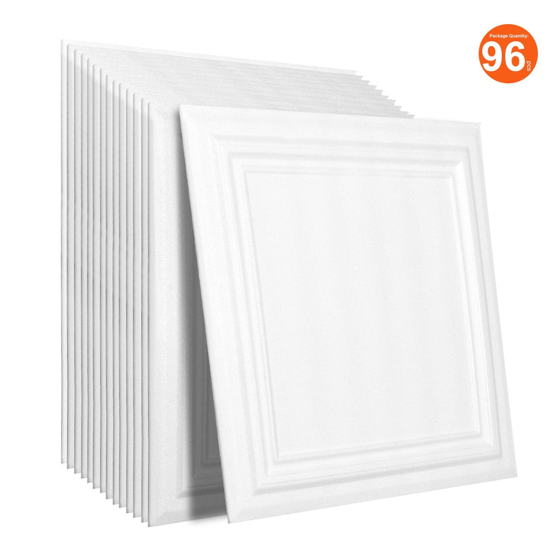 VEVOR griestu flīzes, 96 gab., 50 x 50 cm, polistirols, viegla uzstādīšana ar līmēšanu