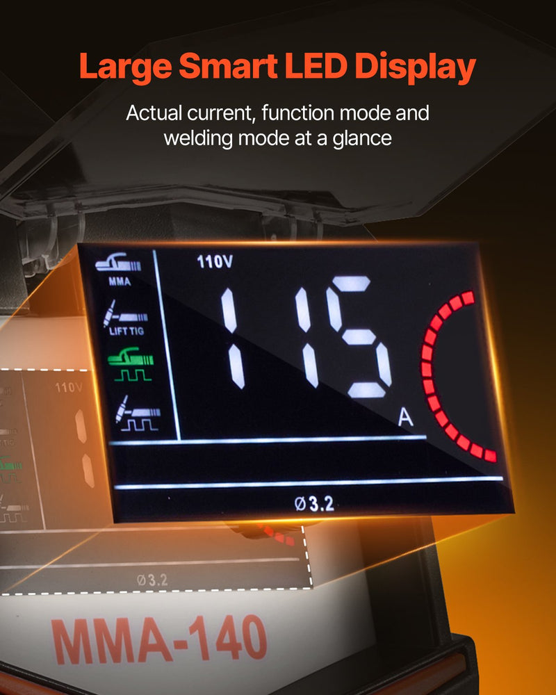 VEVOR TIG metināšanas aparāts 4-in-1 ar pulsa funkciju, MMA, Lift TIG un STICK režīmiem, IGBT invertoru un LED displeju