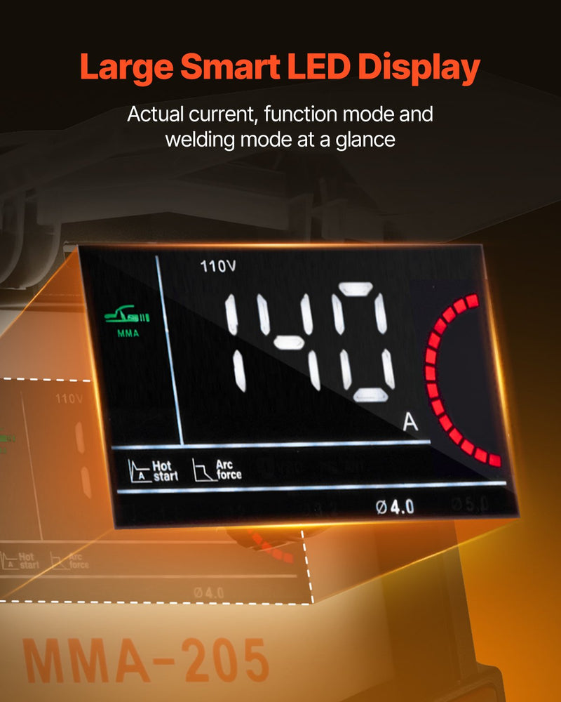 VEVOR TIG сварочный аппарат 2-в-1 с функцией подъема, сварка электродами MMA, технология IGBT, горячий старт и светодиодный дисплей