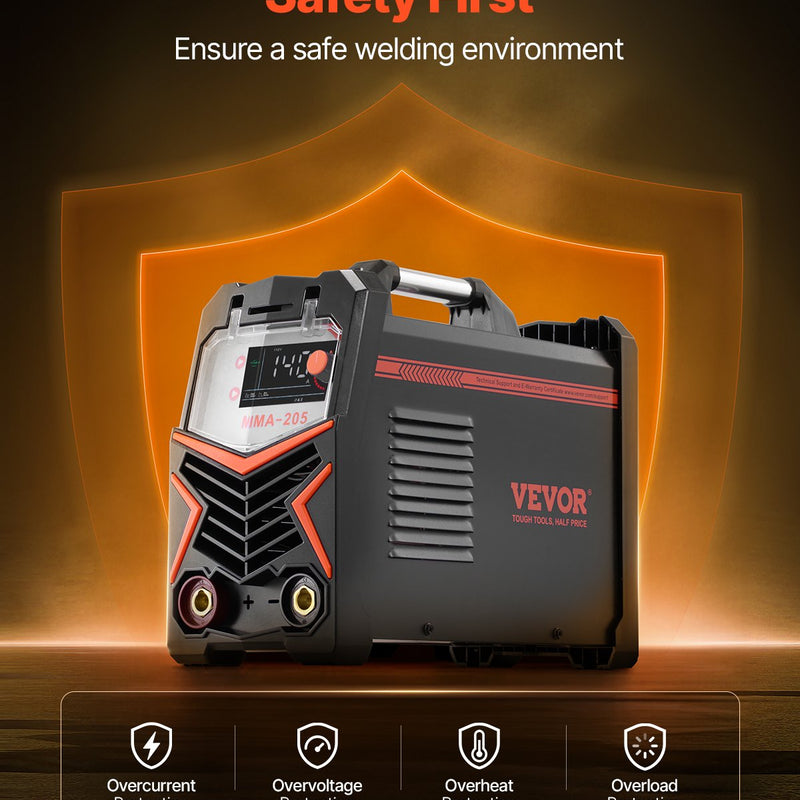 VEVOR TIG сварочный аппарат 2-в-1 с функцией подъема, сварка электродами MMA, технология IGBT, горячий старт и светодиодный дисплей