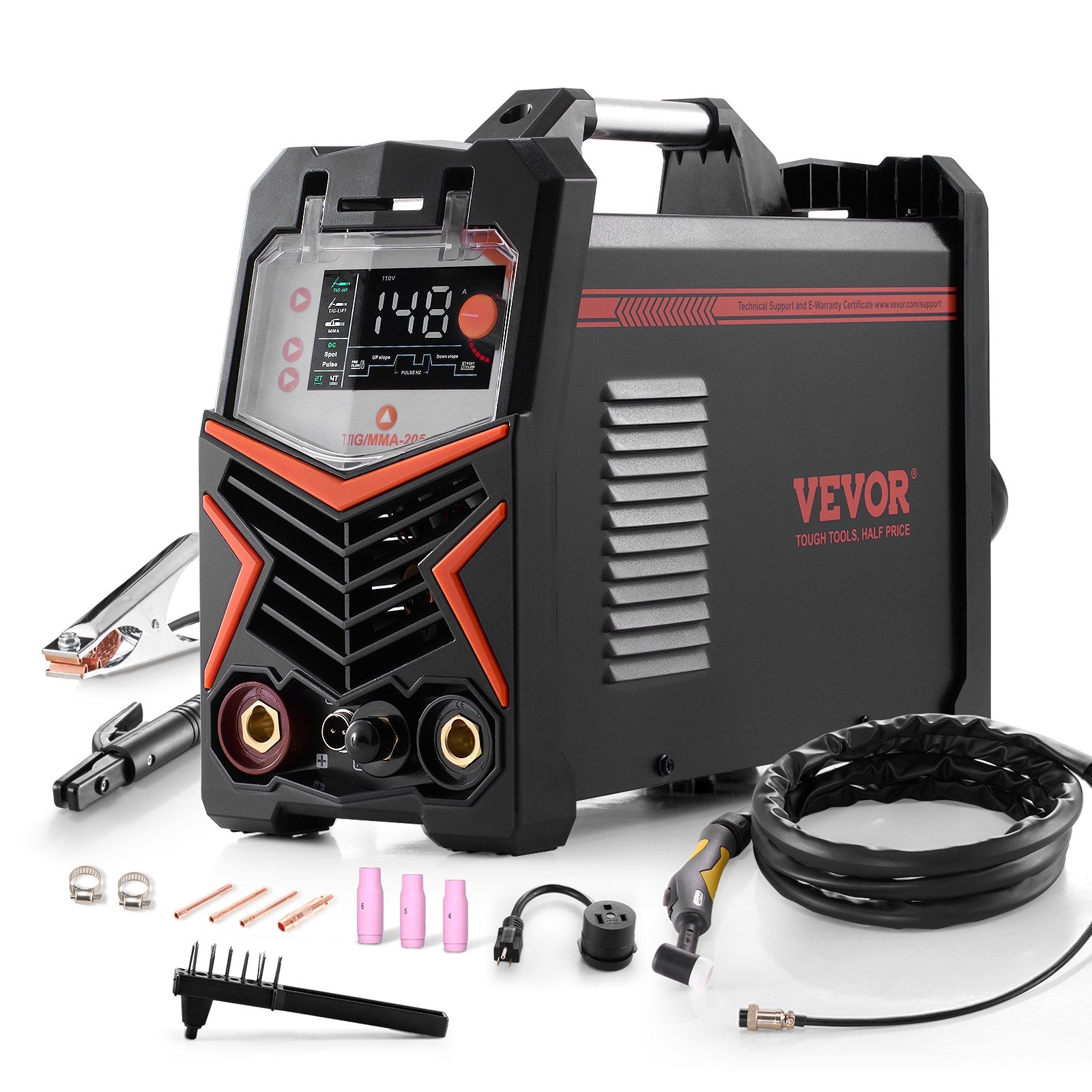 VEVOR TIG metināšanas aparāts 3-in-1 ar pulsa funkciju, MMA (elektrodu) režīmu, IGBT invertoru un LED displeju