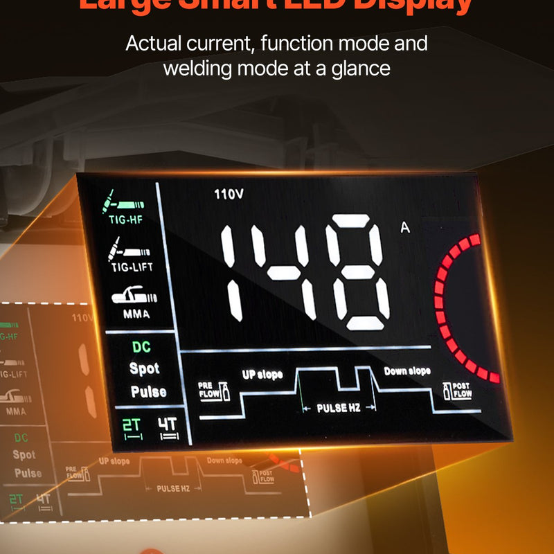VEVOR TIG-keevitaja 3-in-1 impulssfunktsiooniga, MMA (elektroodi) režiimiga, IGBT-inverteriga ja LED-ekraaniga.