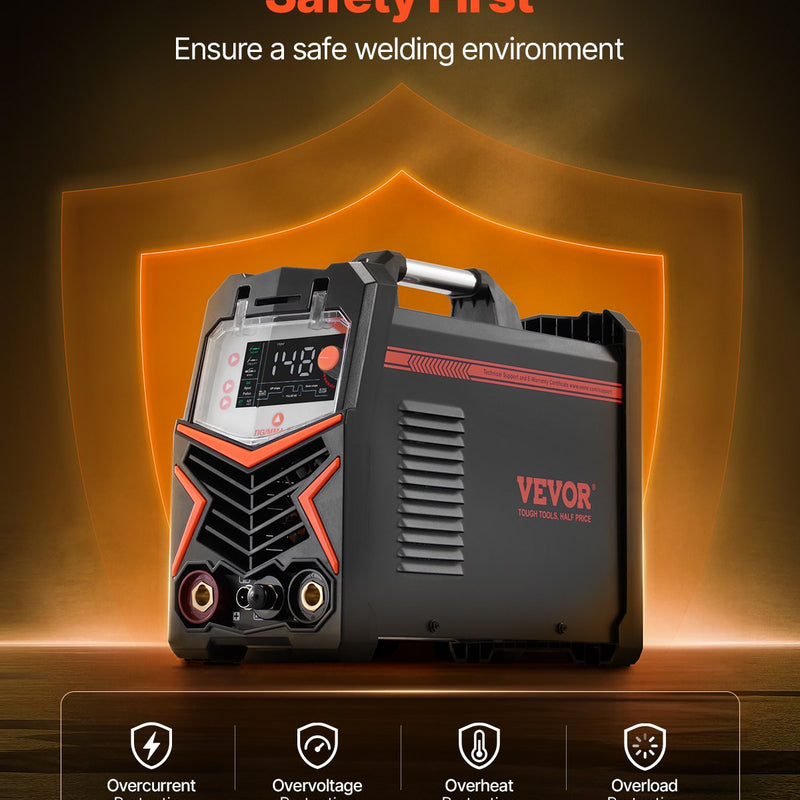 VEVOR TIG-keevitaja 3-in-1 impulssfunktsiooniga, MMA (elektroodi) režiimiga, IGBT-inverteriga ja LED-ekraaniga.