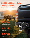 VEVOR sakabes āķis ar lodveida sakabi 58,7 mm, vilkšanas kapacitāte līdz 13 600 kg, piemērots 63,5–76,2 mm sakabes gredzeniem, komplektā montāžas komplekts, nodilumizturīgs ar melnu pulverkrāsas pārklājumu