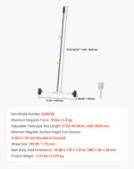 VEVOR magnētiskais savācējs ar riteņiem 43 cm, kravnesība 4,5 kg, viegls magnētiskais savākšanas rīks ar regulējamu rokturi naglu un skrūvju savākšanai garāžās un jumtu darbos