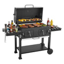 VEVOR kokogļu grils 0,5 m² ar 2 paceļamām kokogļu paplātēm un salokāmiem sānu galdiņiem, tērauda BBQ grils ar karstumizturīgu pulverkrāsas pārklājumu dārzam un terasei