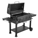VEVOR Charcoal Grill, 0.5 m², with 2 removable charcoal trays and fold-out side tables; steel BBQ grill with a heat-resistant powder-coated finish for the garden and patio