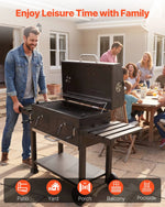 VEVOR Charcoal Grill, 0.5 m², with 2 removable charcoal trays and fold-out side tables; steel BBQ grill with a heat-resistant powder-coated finish for the garden and patio
