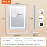 VEVOR LED grima spogulis ar apgaismojumu, 3 gaismas režīmiem, 5× palielinājuma spoguli, skārienvadību un 360° rotāciju (41 × 30 cm, balts)