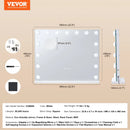 VEVOR Holivudas tualetes spogulis ar apgaismojumu un USB, galda vai sienas stiprinājums, 58 × 46 cm