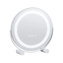 VEVOR apaļš LED grima spogulis ar apgaismojumu, 30 cm spogulis ar 3 gaismas režīmiem, 5× palielinājumu, skārienvadību un 360° rotāciju tualetes galdam (balts)