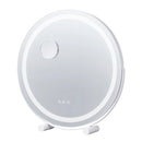 VEVOR apaļš LED grima spogulis ar apgaismojumu, 20 cm spogulis ar 3 krāsu režīmiem, 5× palielinājumu, skārienvadību un 360° rotāciju tualetes galdam, balts