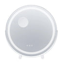 VEVOR apaļš LED grima spogulis ar apgaismojumu, 20 cm spogulis ar 3 krāsu režīmiem, 5× palielinājumu, skārienvadību un 360° rotāciju tualetes galdam, balts