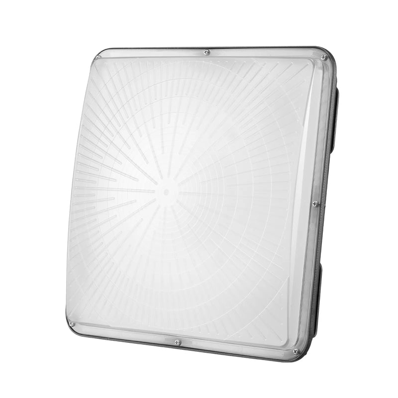LED griestu gaismeklis, 150 W, 16 500 lm, 5000 K dienasgaisma, komerciālai un industriālai lietošanai, 315 × 315 mm uz virsmas stiprināms griestu apgaismojums degvielas uzpildes stacijām, noliktavām, garāžām, veikaliem un viesnīcām, IP65