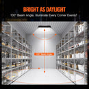 LED griestu gaismeklis, 150 W, 16 500 lm, 5000 K dienasgaisma, komerciālai un industriālai lietošanai, 315 × 315 mm uz virsmas stiprināms griestu apgaismojums degvielas uzpildes stacijām, noliktavām, garāžām, veikaliem un viesnīcām, IP65