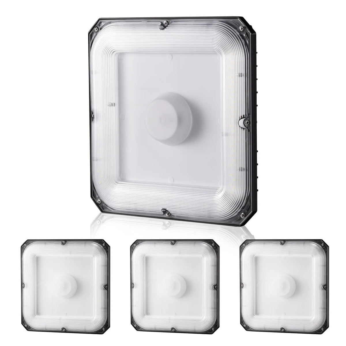 4 gab. LED griestu gaismekļi, 80 W, 8800 lm, 5000 K dienasgaisma, komerciālai un industriālai lietošanai, 256 × 256 mm uz virsmas stiprināmi griestu gaismekļi degvielas uzpildes stacijām, noliktavām, garāžām, veikaliem un ielām, IP65