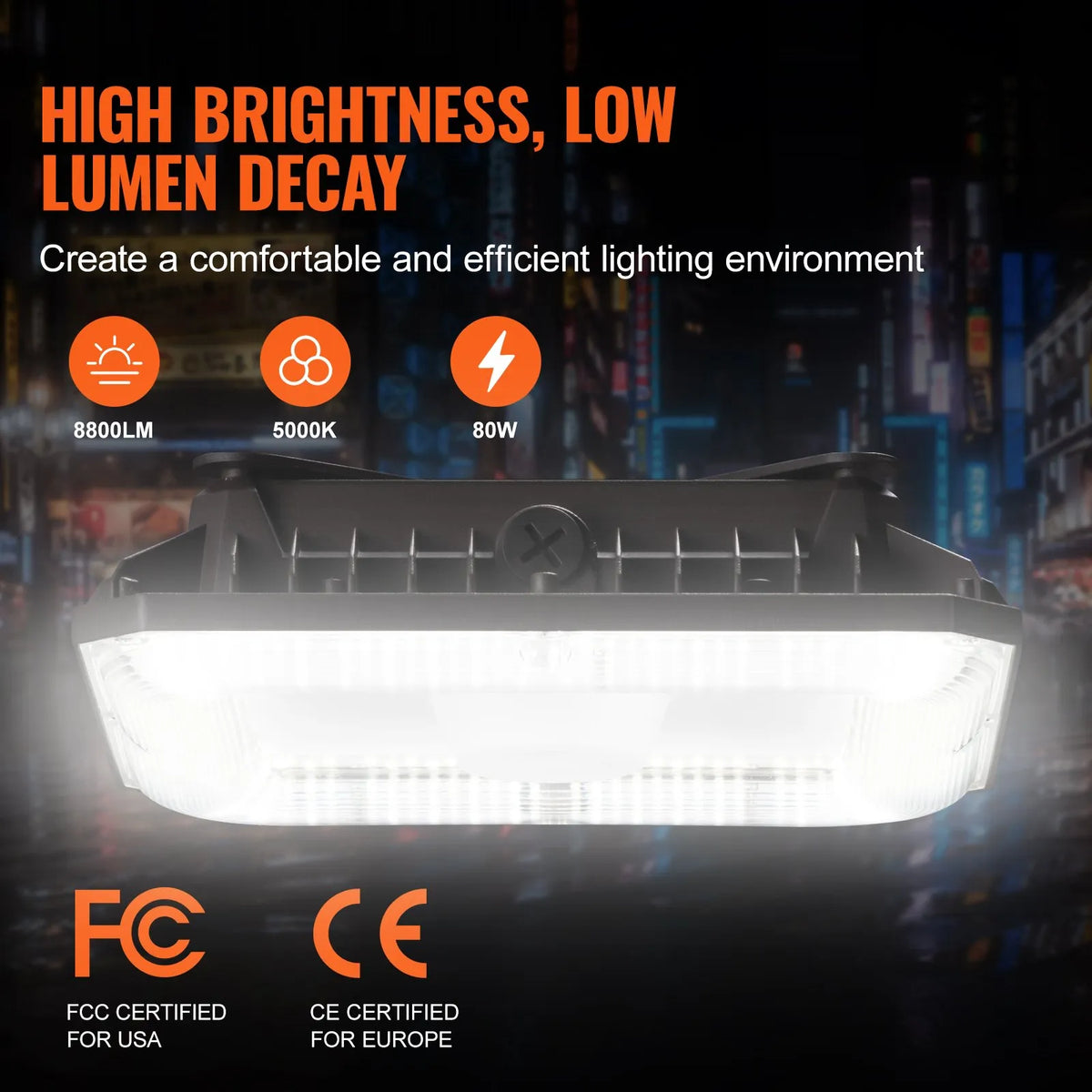 4 gab. LED griestu gaismekļi, 80 W, 8800 lm, 5000 K dienasgaisma, komerciālai un industriālai lietošanai, 256 × 256 mm uz virsmas stiprināmi griestu gaismekļi degvielas uzpildes stacijām, noliktavām, garāžām, veikaliem un ielām, IP65