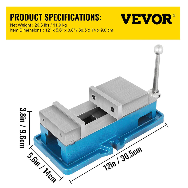 VEVOR 100 mm precīzijas frēzēšanas skrūvspīles bez grozāmās pamatnes, augstas precizitātes galda skrūvspīles frēzmašīnām un urbjmašīnām, 100 mm žokļu platums un atvērums, skrūvspīles precīzai detaļu apstrādei