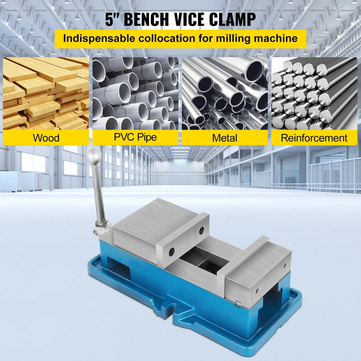VEVOR 125 mm Super-Lock CNC skrūvspīles NC/CNC iekārtām, augstas precizitātes galda skrūvspīles, CNC fiksējošās skrūvspīles ar 24 kN fiksācijas spēku, urbšanai un frēzēšanai