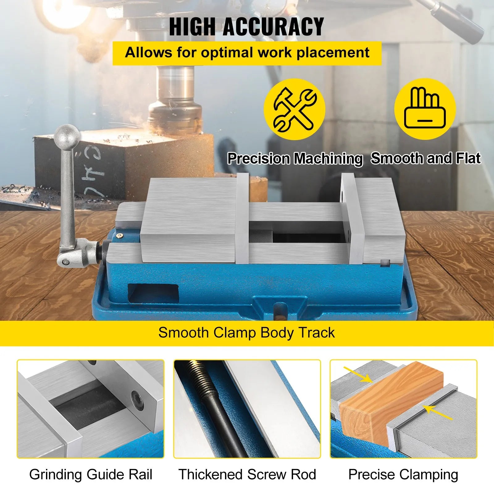VEVOR 125 mm Super-Lock CNC skrūvspīles NC/CNC iekārtām, augstas precizitātes galda skrūvspīles, CNC fiksējošās skrūvspīles ar 24 kN fiksācijas spēku, urbšanai un frēzēšanai