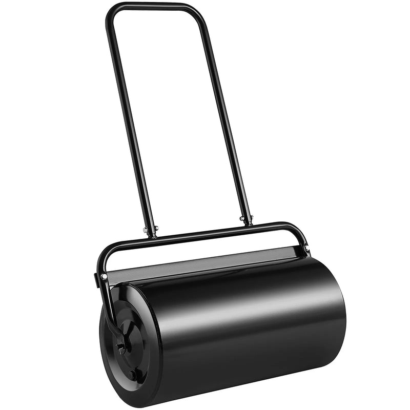 VEVOR zāliena veltnis, 49 l ar smiltīm vai ūdeni pildāms dārza veltnis, tērauda zāliena veltnis ar viegli atveramu uzpildes aizbāzni un U veida ergonomisku rokturi ērtai stumšanai un vilkšanai, zālienam, dārzam, saimniecībai un parkam, melns