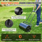 VEVOR lawn roller, 49 L garden roller fillable with sand or water, steel lawn roller with an easy-to-open fill plug and a U-shaped ergonomic handle for easy pushing and pulling, for lawns, gardens, farms, and parks, black