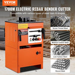 VEVOR 2-in-1 Elektriskais Armatūras Locītājs 1700W – 3 regulējami leņķi līdz 25 mm (#8) armatūrai