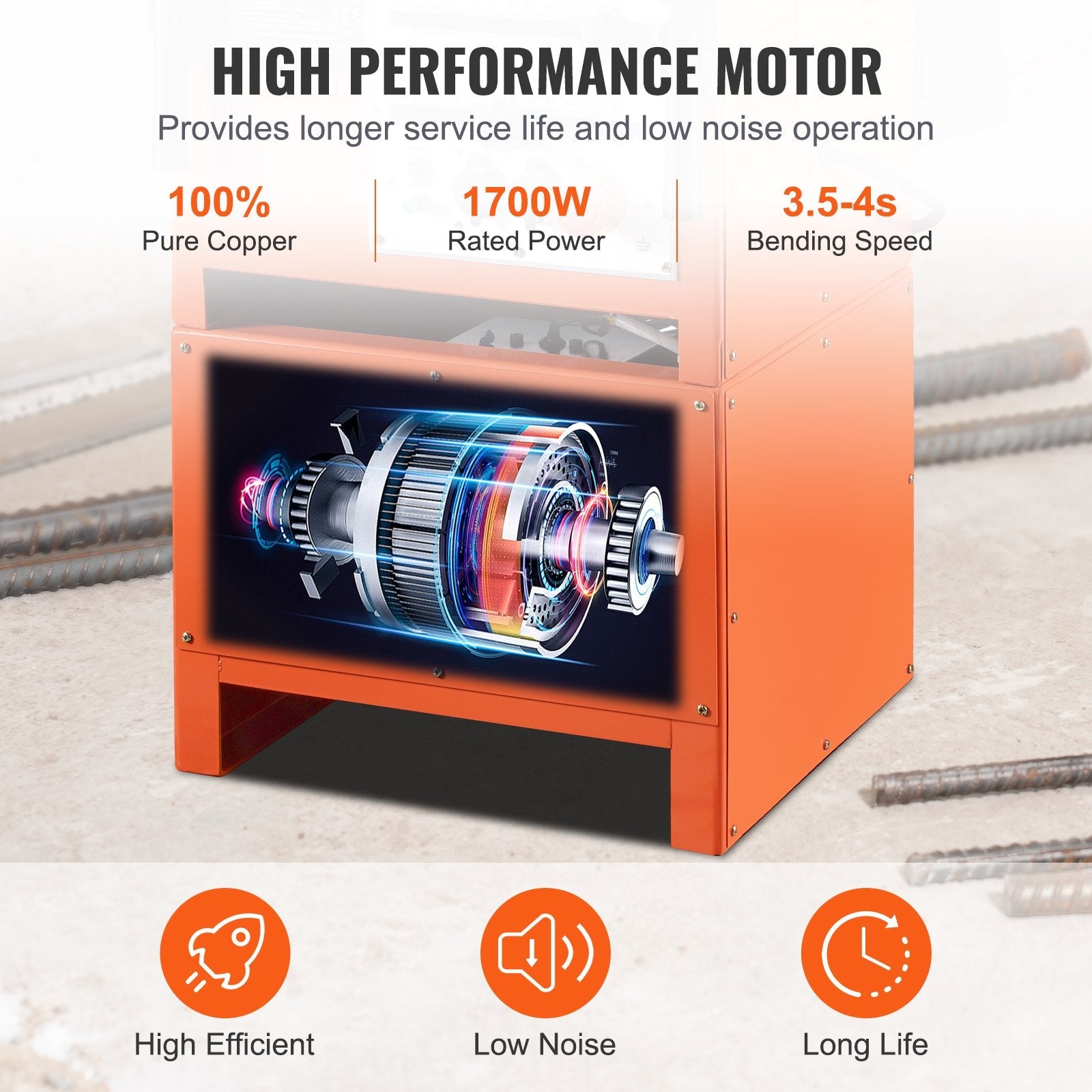 VEVOR 2-in-1 Elektriskais Armatūras Locītājs 1700W – 3 regulējami leņķi līdz 25 mm (#8) armatūrai