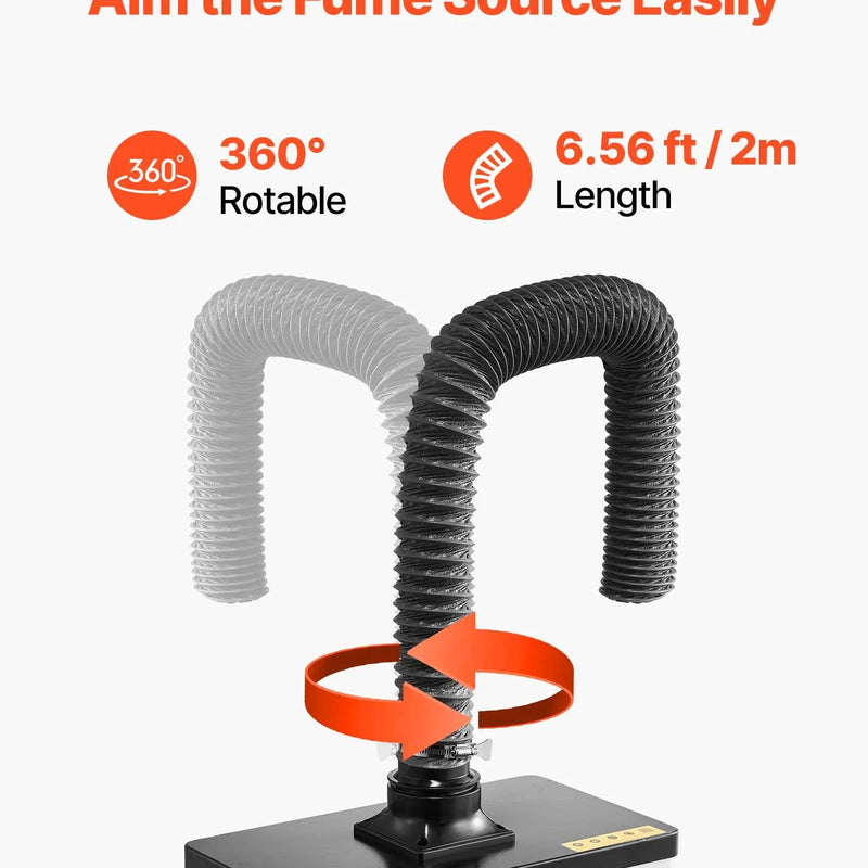 VEVOR lodēšanas dūmu nosūcējs, uzlabota 4 pakāpju filtrācija, lodēšanas dūmu savācējs ar jaudīgu 510 m³/h nosūkšanu, 10 ātrumu regulēšana un tālvadība, bezsuku dūmu ekstraktors lāzergravēšanai un 3D drukai