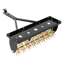 VEVOR velkams zāliena aerators 81 cm ar universālu sakabi, izturīgs un pret rūsu noturīgs augsnes aerācijas instruments ar svara platformu, paredzēts traktoriem un dārza tehnikai