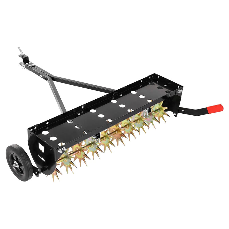 VEVOR velkamais zāliena aerators ar universālu sakabi, 102 cm darba platums, 68 kg slodzes ietilpība, izturīga un rūsas noturīga konstrukcija, aerācijas instruments ar paplāti traktoriem un zāliena tehnikai