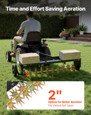 VEVOR velkamais zāliena aerators ar universālu sakabi, 102 cm darba platums, 68 kg slodzes ietilpība, izturīga un rūsas noturīga konstrukcija, aerācijas instruments ar paplāti traktoriem un zāliena tehnikai