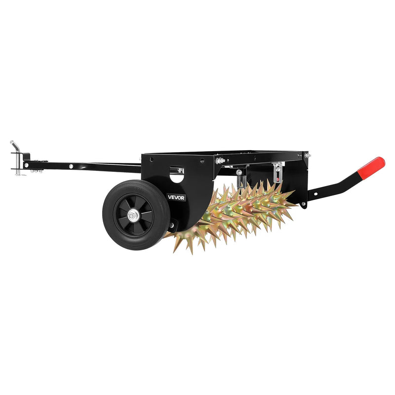 VEVOR velkamais zāliena aerators ar universālu sakabi, 102 cm darba platums, 68 kg slodzes ietilpība, izturīga un rūsas noturīga konstrukcija, aerācijas instruments ar paplāti traktoriem un zāliena tehnikai