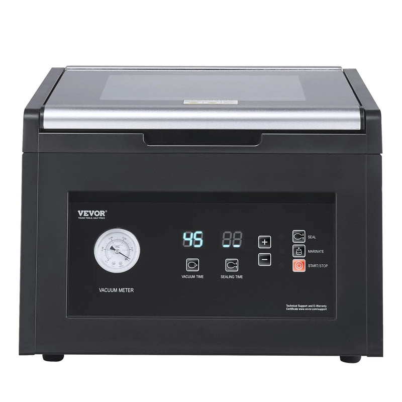 VEVOR kameru vakuuma iepakotājs, 380 W vakuuma sūkņa jauda, vakuuma iepakošanas iekārta mitriem produktiem un gaļai, kompakts dizains, 290 mm blīvēšanas garums, piemērots profesionālai un mājas lietošanai