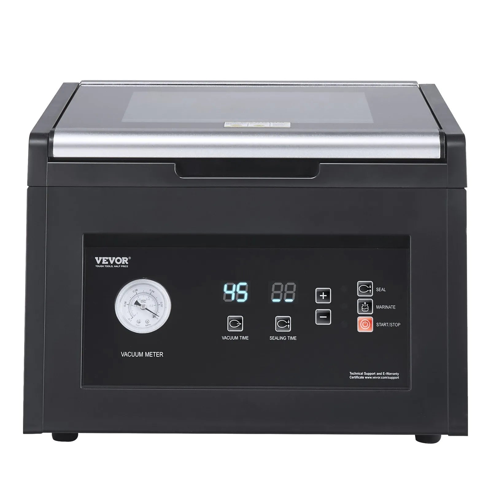 VEVOR kameru vakuuma iepakotājs, 380 W vakuuma sūkņa jauda, vakuuma iepakošanas iekārta mitriem produktiem un gaļai, kompakts dizains, 290 mm blīvēšanas garums, piemērots profesionālai un mājas lietošanai