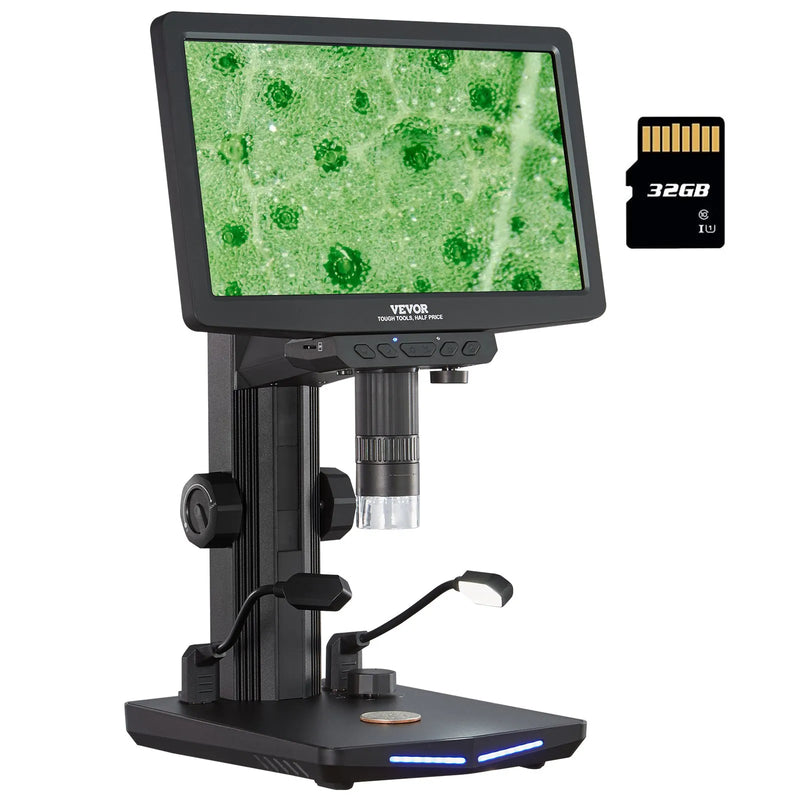 VEVOR digitālais mikroskops ar 25,7 cm IPS ekrānu un 10–1300× palielinājumu, piemērots monētu un smalko detaļu novērošanai