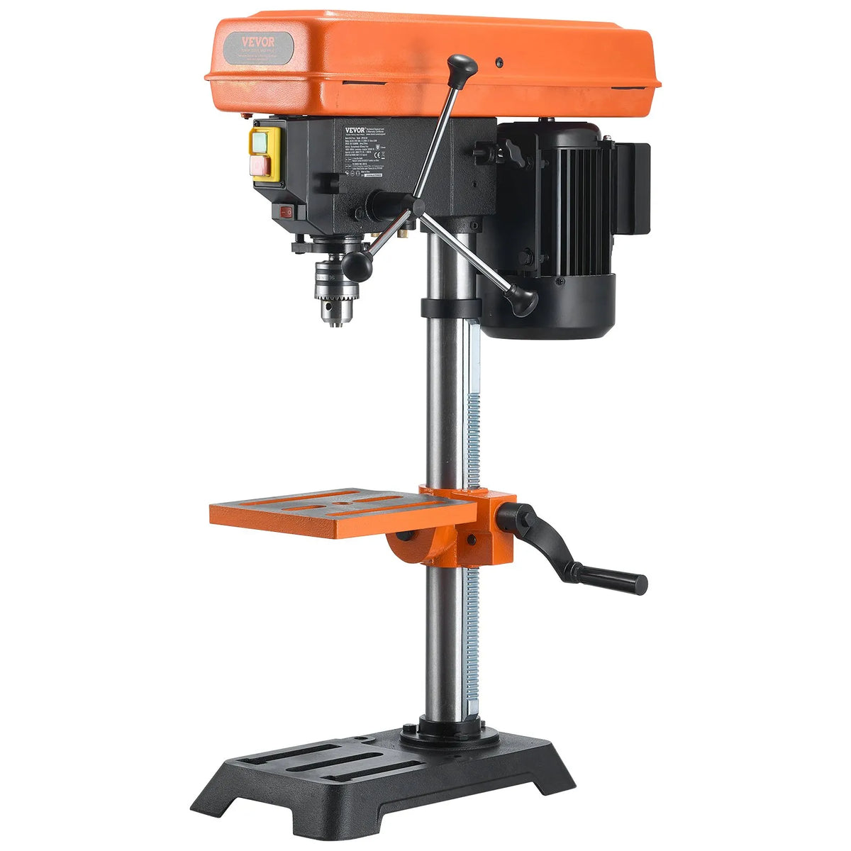VEVOR galda urbjmašīna 254 mm, 550 W indukcijas motors, regulējams ātrums 550 / 950 / 1500 / 2000 / 2500 apgr./min, noliecams darba galds 0–45°, precīza X-Ray pozicionēšana koka un metāla urbšanai