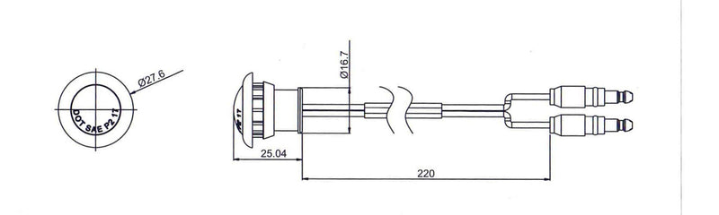 Orange LED side marker lamp with 12 V, designed to improve the visibility of the vehicle from the side.