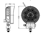 36W(2880Lm) 10-30V 24 OSRAM LED darba lukturis, IP68/IP69K, 105/105/52 mm, CE, ROHS, Emark E9 R10, CISPR 25 Class 4, melns, auksti balta gaisma 5700K